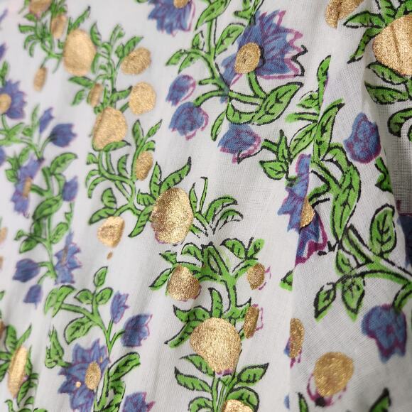 NEW Oliphant Smocked Waist V-neck Mini Dress Lupina Peri Floral Long Sleeve, S - Picture 13 of 15